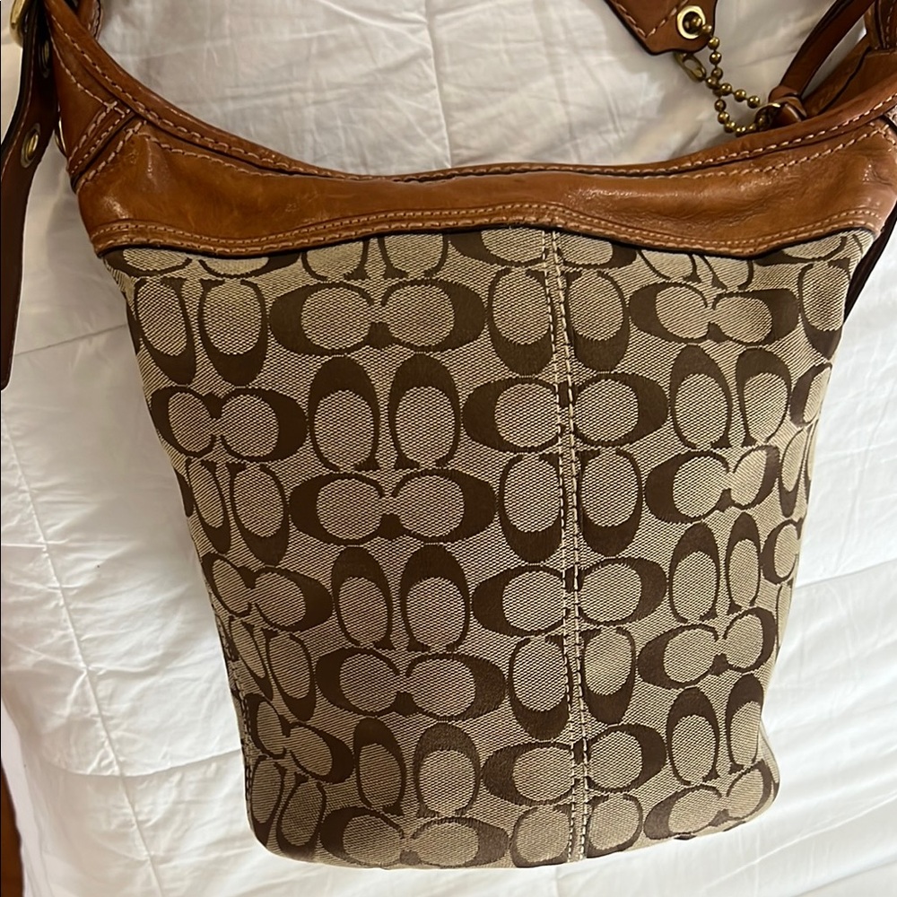 Coach Brown and Tan Signature Bag
